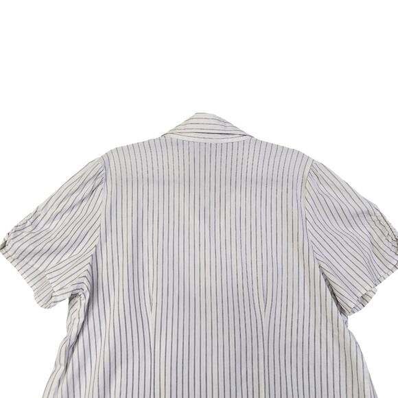 Lane Bryant Womens Button Down Blouse Top Plus Size 18/20 White Metallic Stripe - Picture 4 of 10
